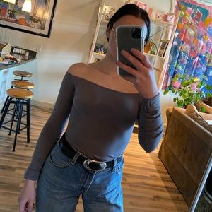 purple off the shoulder top